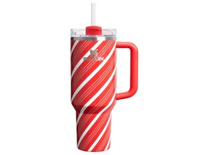 lot 2473 image: Stanley 40 oz Stainless Steel H2.0 FlowState Quencher Tumbler - Candy Cane Twist