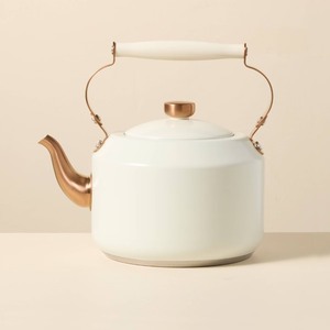 lot 2487 image: 2qt Coated Tea Kettle Sour Cream - Hearth & Hand with Magnolia