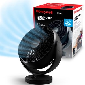 lot 2488 image: Honeywell HF710 Turbo Force Oscillating Floor Fan Black Portable Electric Fan for Rooms, Adjustable Tilt, 3 Speeds