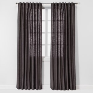 lot 2495 image: 2pc 54x95 Light Filtering Linen Window Curtain Panel BrownDark Gray - Threshold Modern OEKO-TEX Certified