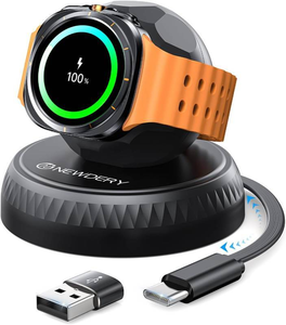 lot 2981 image: Retractable, Wireless Watch Charger with USB C Cable Built-in (USB A adapter included) for Galaxy Watch 7, 6, 6Classic, 5, 5Pro, 4, 4Classic, 3, Active2, 1 (NOT Ultra, Gear, S2, S3, S4)