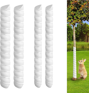 lot 2997 image: 4 Pack - Expandable Spiral Tree Trunk Protectors, Strong, Weather-Resistant Plastic Provides Comprehensive Protection for Trees from Rabbits, Deer, Lawn Mowers, and More (White)