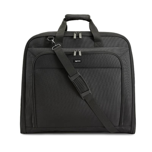 lot 2998 image: Premium Travel Garment Bag wShoulder Strap, Holds (3) Suits or Dresses, Multiple Interior Zipper Pockets, (2) Exterior Zipper Pockets, Trifold (21.1) (Black)