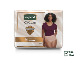 lot 2999 image: 2 Packs (56 Total) Depend Silhouette Incontinence Underwear with Shapewear Fabric, Maximum Absorbency (Size Medium) (Count 28 per Pack)