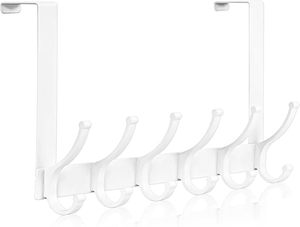 Sleek Over-the-Door Multi-Hook Rack (White)