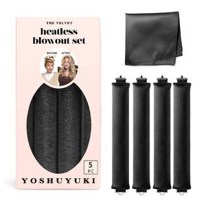 lot 22620 image: Classic Heatless Overnight Silk Curling Rod Set (Black)