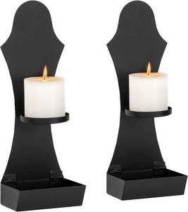 lot 22646 image: Modern Iron & Wood Decorative Candle Sconces (2-Pack)