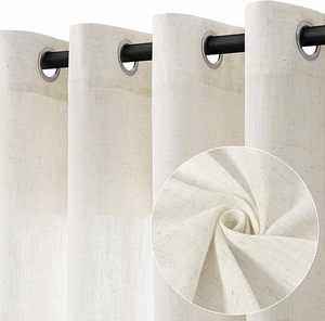 lot 22649 image: Modern Farmhouse Natural Cream Linen Curtains (108-Inch)