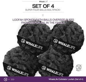 lot 22637 image: Exfoliating Loofah Bath Sponge 4-Pack (Black Rough Surface)