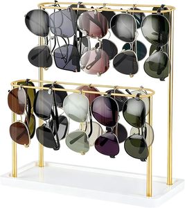 lot 22677 image: 2-Tier Gold Metal Sunglasses Organizer