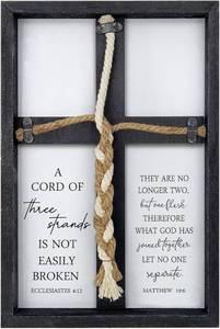 lot 22680 image: A Cord of Three Strands Wedding Sign (Black Wood Frame)