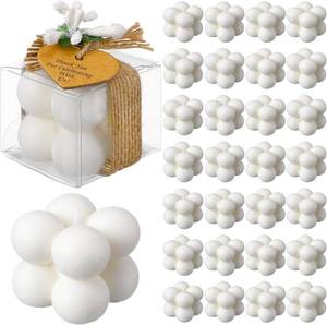 lot 22683 image: 27-Set White Mini Bubble Candle Wedding Favors