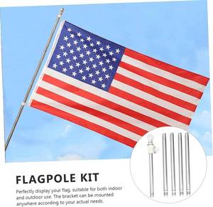 lot 9294 image: 5ft Stainless Steel Tangle-Free Rotating Flagpole Kit (Flag not included)