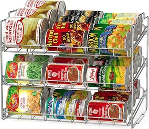 lot 9296 image: 3-Tier Stackable Can Rack Organizer for Kitchen and Pantry