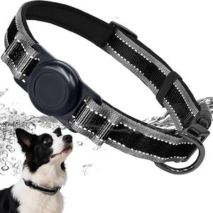 lot 9308 image: Heavy-Duty Waterproof AirTag Dog Collar  Reflective & Padded (Black, XL)