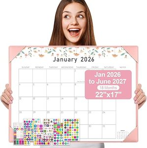 lot 9312 image: 2026-2027 Simplified Large Desk Calendar & Desktop Mat (Pink)