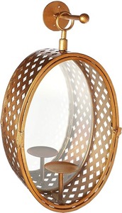 lot 9313 image: Crestine Hanging Mirror Gold Lattice Candle Lantern (21)