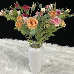 lot 9318 image: 6-Pack Artificial Pink Silk Roses