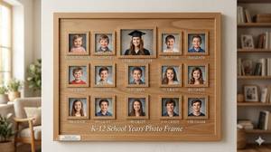 lot 9327 image: K12 School Years Picture Frame  12x18 Wooden Keepsake
