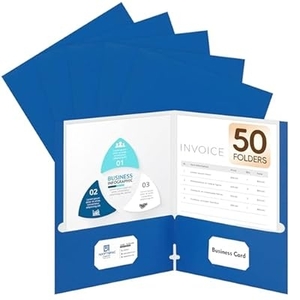 lot 9334 image: 50-Pack Two-Pocket Presentation Folders with Business Card Slot