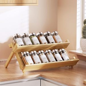 Bamboo X-Shaped 2-Tier Spice Rack Organizer