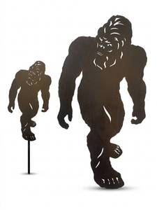 lot 9345 image: Metal Bigfoot Silhouette Decor  Large Wall Art & Garden Stake Set
