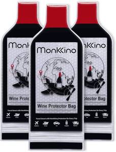 lot 9352 image: 3-Pack Leakproof Wine Bottle Travel Protectors