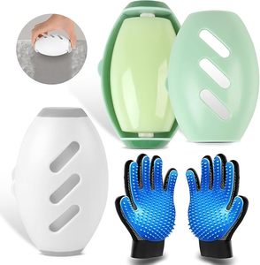 lot 9357 image: 2-Piece Pet Hair Remover Set  Reusable Lint Roller & Grooming Glove