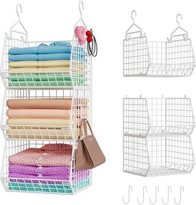 lot 9365 image: X-cosrack 3-Tier Foldable Closet Organizer  White Patent Design