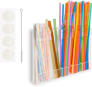 lot 9368 image: Clear Acrylic Straw Organizer  Cabinet Door & Countertop Dispenser