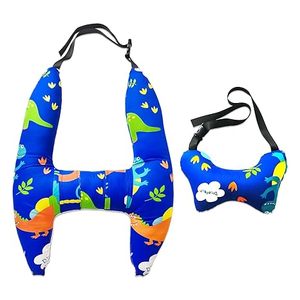 lot 9373 image: H-Shape Kids Travel Neck Pillow  Blue Dinosaur Edition