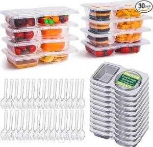 lot 9374 image: 30-Set Double Compartment Snack Containers  BPA-Free with Spoons