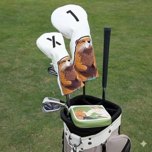 lot 9378 image: Premium Gopher Leather Golf Headcover 2-Piece Set (Driver & Wood)