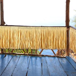 Natural Raffia Grass Table Skirt Set - 8-Piece Hawaiian Luau Decorations