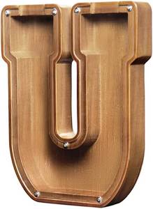 lot 9384 image: Personalized Large Wooden Letter U Piggy Bank - 9.2 Custom Money Box