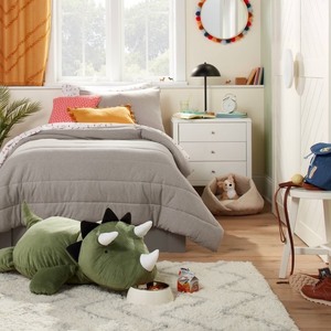 lot 3802 image: FullQueen Channel Jersey Kids Comforter Set Gray - Pillowfort Quilted Bedding, OEKO-TEX Certified, 3 Pieces