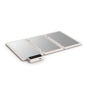 lot 3822 image: bella Fold and Store Warming Tray Oatmilk Stainless Steel, Temperature Control, 330W, 3-Piece,