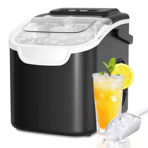 lot 3836 image: Countertop Ice Maker, 8 Ice Cubes in 6 Minutes, 26.5 lbsDay, Self-Cleaning, 2 Ice Sizes, Ultra-Quiet for Home, Kitchen, Camping, RV