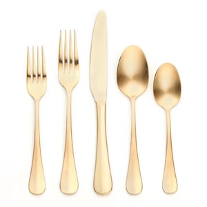 lot 3844 image: 20pc Sussex Flatware Set Gold - Threshold Gold Silverware Set, Stainless Steel, Service for 4, Dishwasher-Safe