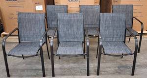 Set of 6 Vicllax Outdoor Textilene Stackable Sling Dining Chair, Grey