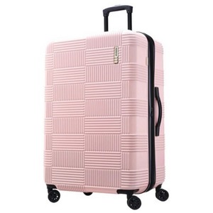 lot 2503 image: American Tourister 28 Checkered Hardside Spinner Suitcase In Pink