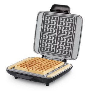lot 2511 image: Dash No-Drip Nonstick Belgian Waffle Maker - Graphite Aluminum & Plastic, 1200W, Nonstick Surface, 99 sq in Grill Area