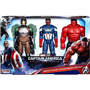 lot 2513 image: Titan Hero Series Marvels Falcon, Captain America & Red Hulk Action Figure 3-Pack