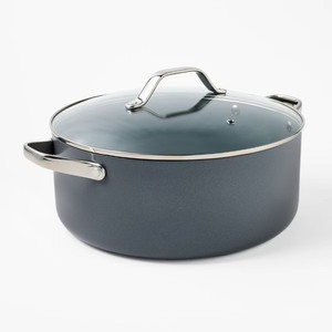 lot 2517 image: 8qt Nonstick Ceramic Coated Aluminum Wide Stock Pot Dark Gray - Figmint