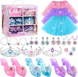lot 2532 image: Princess Dress Up Toys, Jewelry Boutique Kit, 3 Color Skirts, Shoes, Crowns, Girls Toys for 3 4 5 6 Year Old