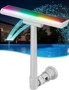 lot 2536 image: Pool Fountain with 7-Color LED Lights, AboveInground Pool Fountain Lights with Remote Control, Adjustable Pool Sprinkler Waterfall for Cooling 6-15 Degrees
