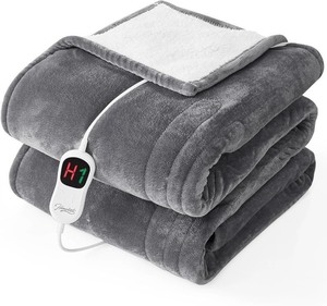 lot 2537 image: Electric Heated Blanket Twin - 62x84 Heating Bed Blankets Throw with 10 Heating Levels 8 Hours Auto Off Fast Heating Over-Heated Protection Ultra Soft Warm Flannel ETL Certified Grey