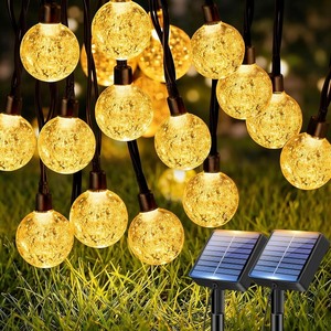 lot 2544 image: btfarm 2 Pack Solar String Lights Outdoor Waterproof, Total 98 FT 100 LED Solar Powered Patio Light, 8 Lighting Modes Crystal Globe Decorative for Garden Balcony Yard Porch Party, Warm White