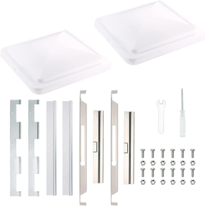 2-Pack Universal RV Vent Covers 14" x 14" - UV-Resistant Replacement w/Hardware Kit for RVs, Campers, Trailers, and Motorhomes (white)