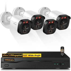 4-Camera 5MP Wired Home Security Camera System, with DVR, HD-Analog CCTV Surveillance Cameras Kit, IP67 Waterproof Outdoor Cameras